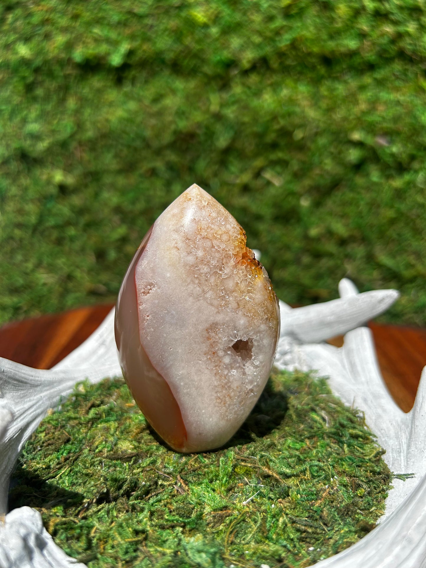 Flower Agate and Pink Amethyst Flame