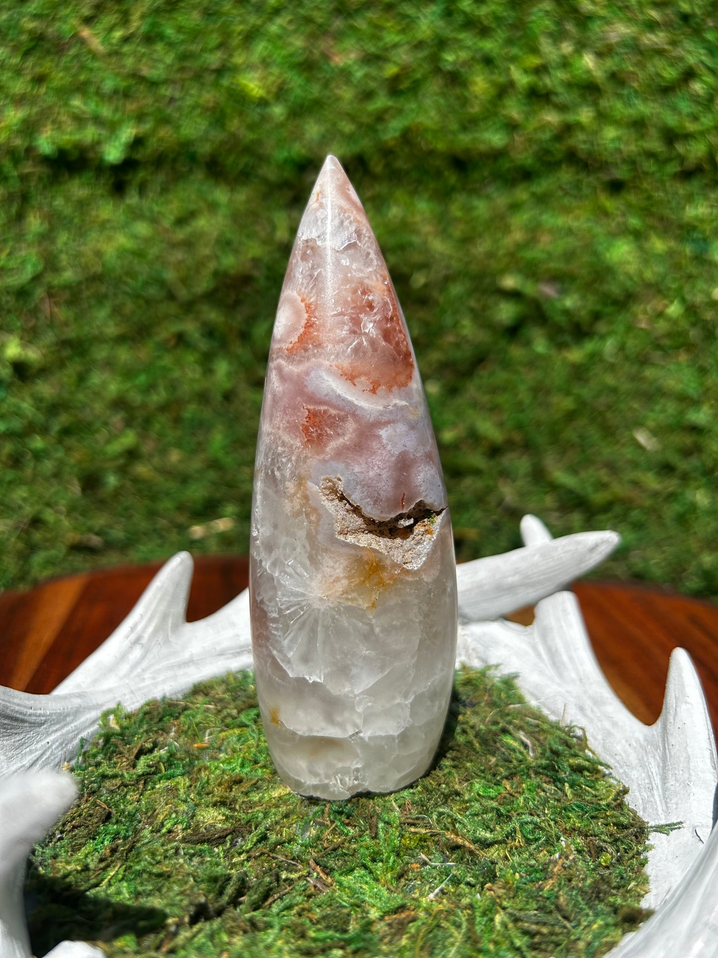 Flower Agate and Pink Amethyst Flame