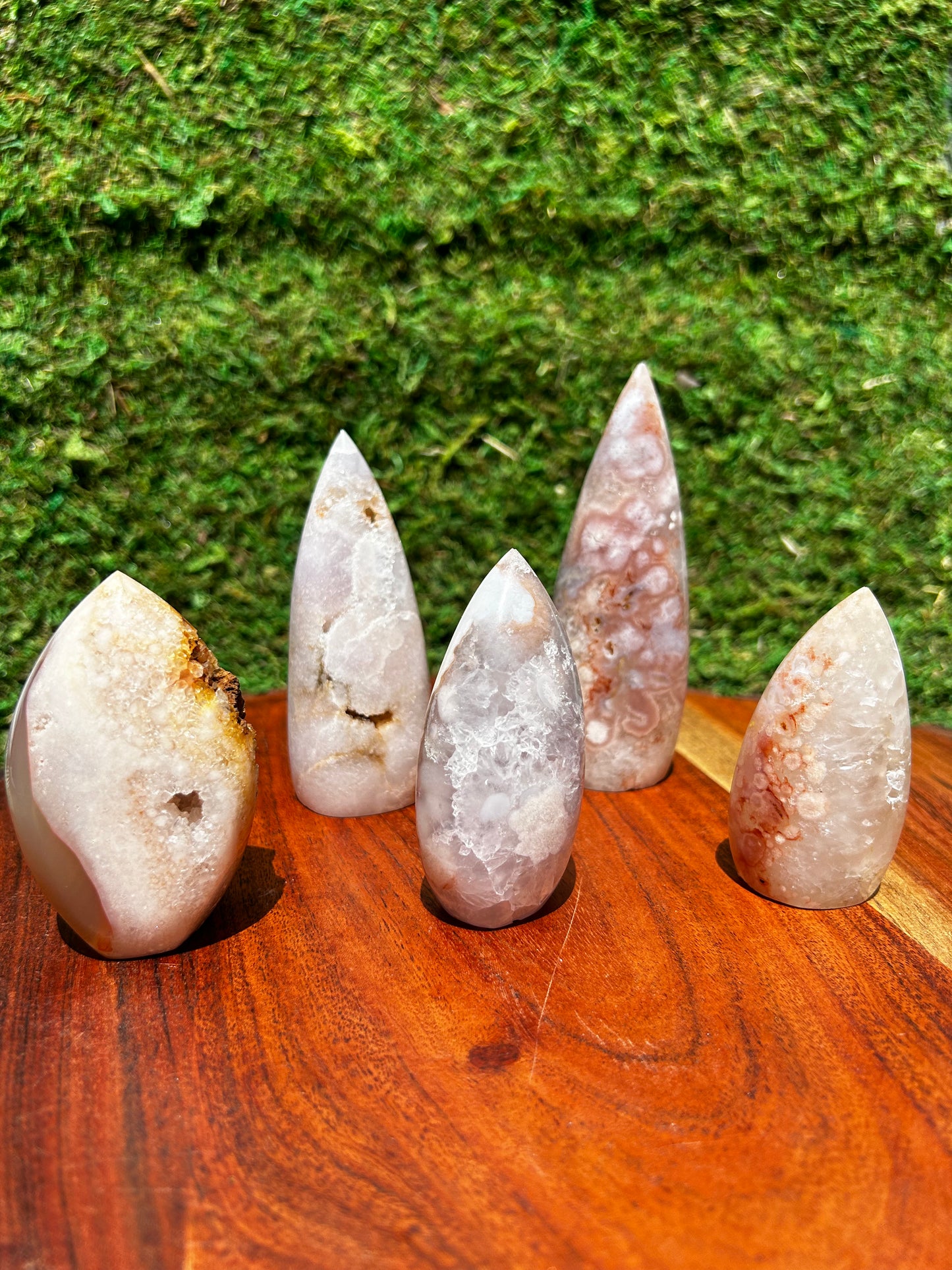 Flower Agate and Pink Amethyst Flame