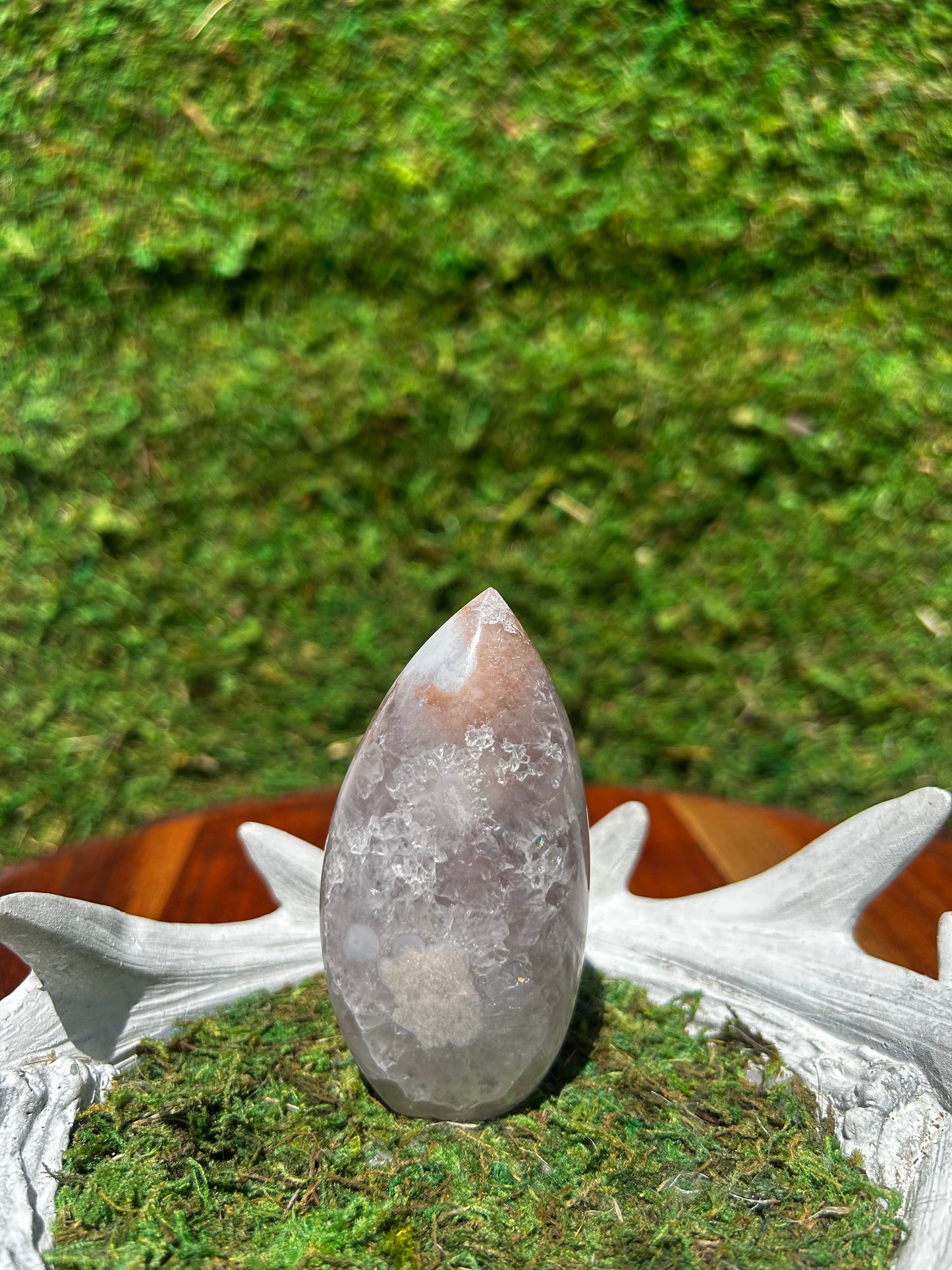 Flower Agate and Pink Amethyst Flame