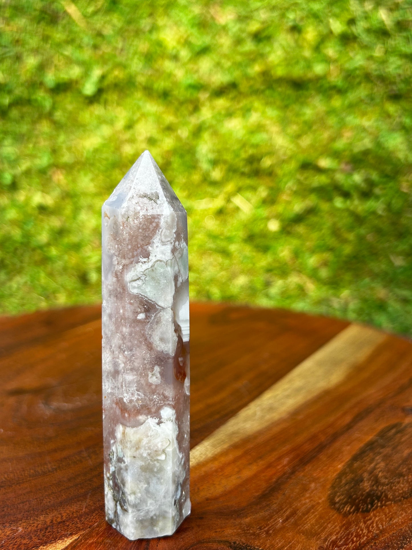 Pink Amethyst and Flower Agate Towers