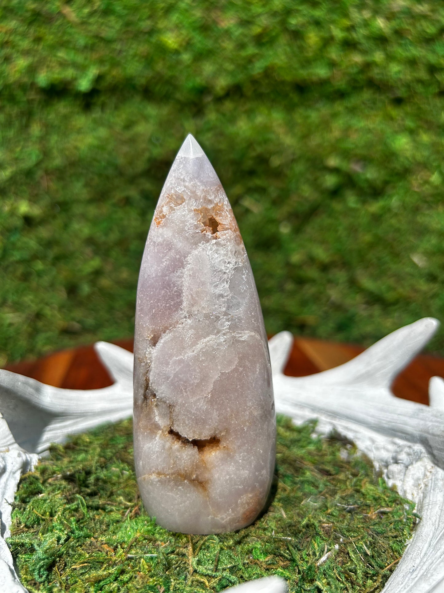 Flower Agate and Pink Amethyst Flame