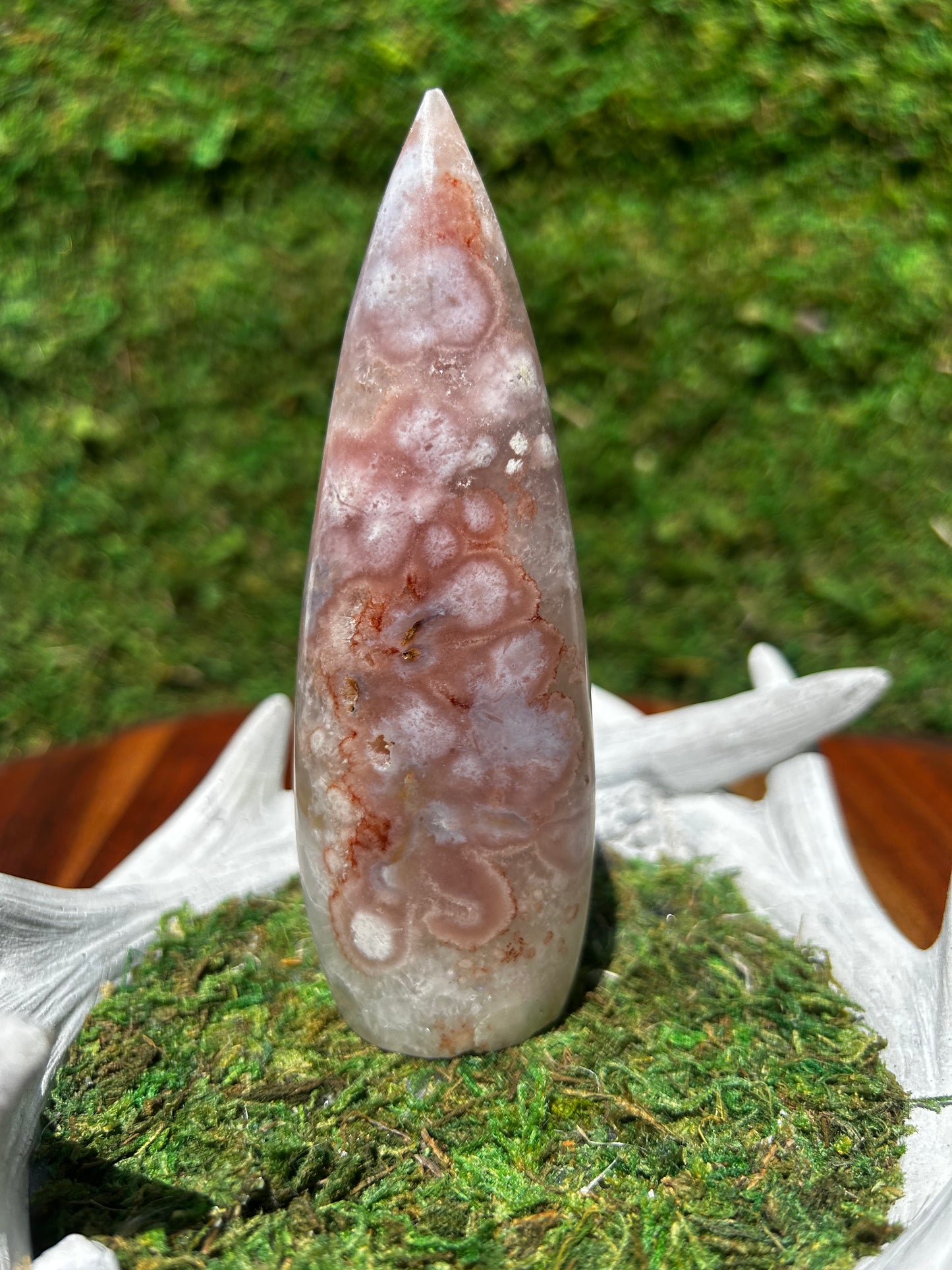 Flower Agate and Pink Amethyst Flame