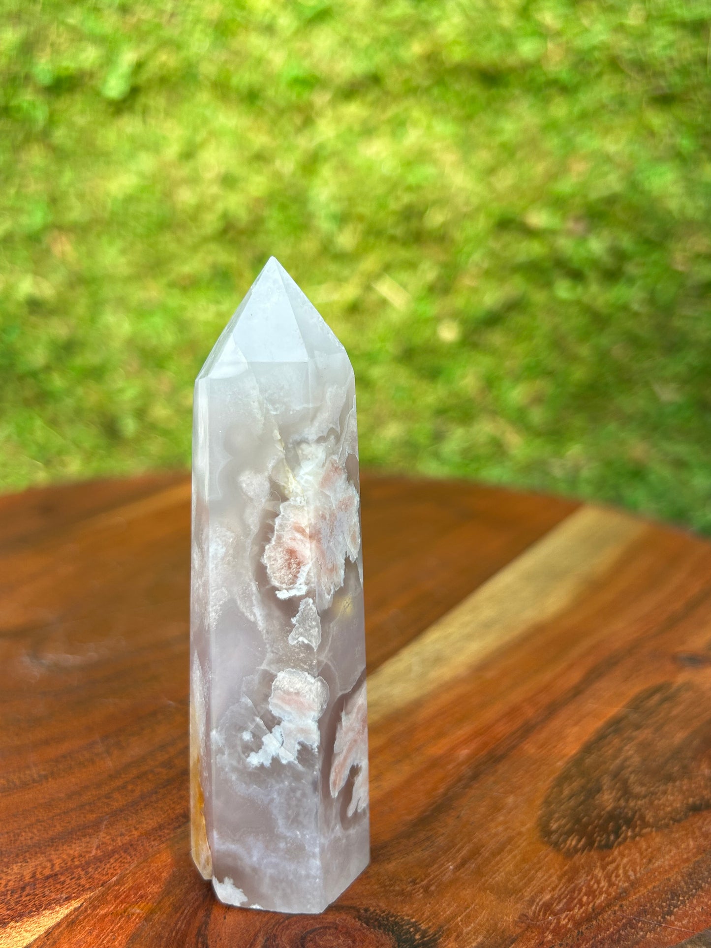 Pink Amethyst and Flower Agate Towers