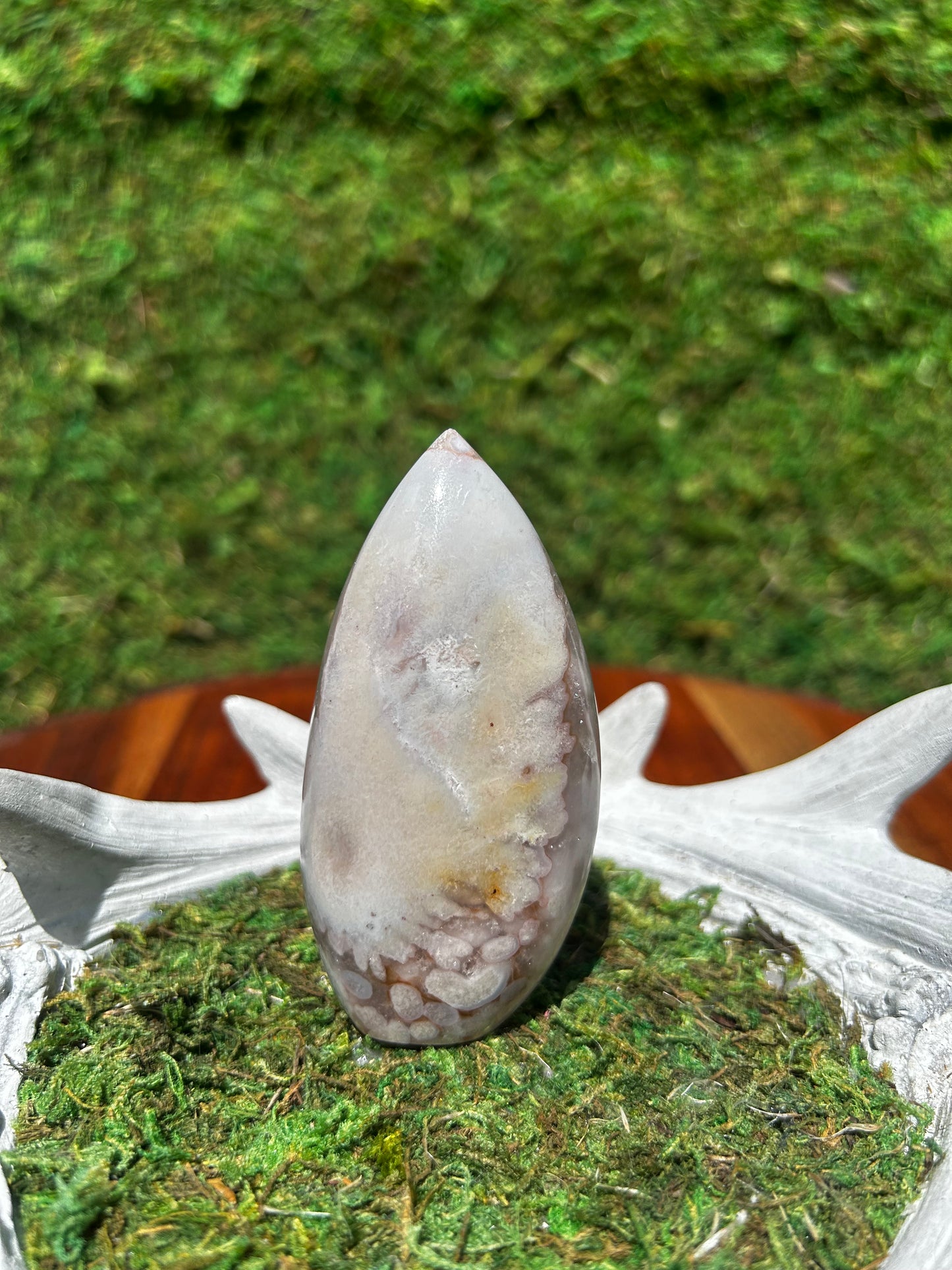 Flower Agate and Pink Amethyst Flame