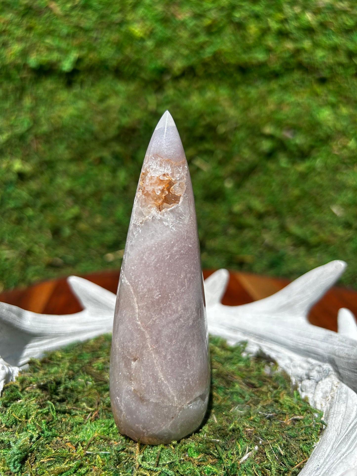 Flower Agate and Pink Amethyst Flame